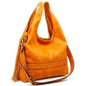 The Amia Hobo - Camel -  Crossbody (adjustable strap) and Hobo.